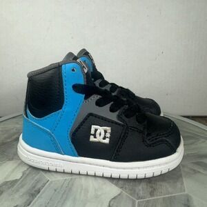 DC 'RS Spark' Toddler Size 5‎ High Top Sneakers ADTS700008 Black/ Blue/white
